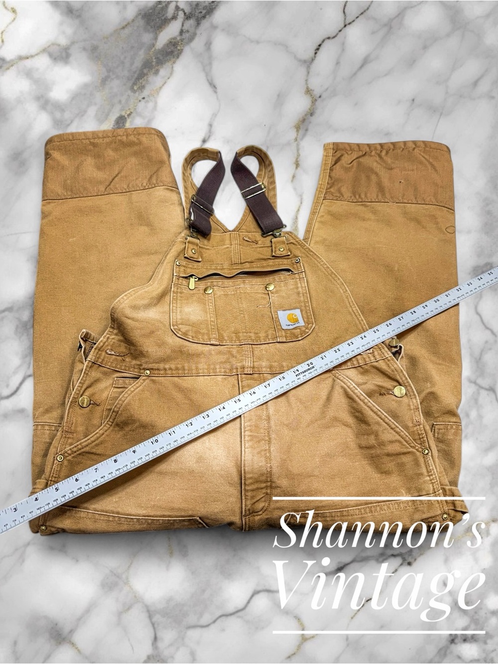 Carhartt sz 38 x 30 Insulated with Reinforced Knee Duck Bib Overalls A3